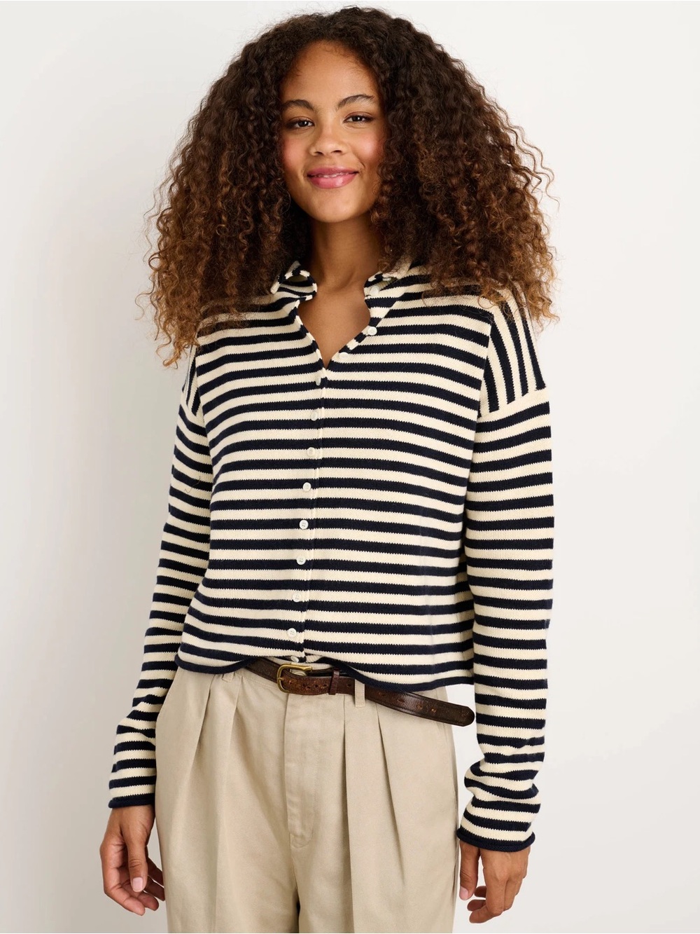 Alex Mill cotton and cashmere Taylor striped button cardigan sweater